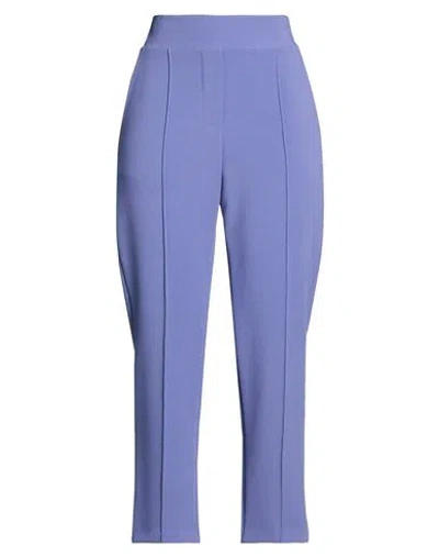 Même Road Woman Pants Purple Size 6 Polyester, Rayon, Elastane In Blue