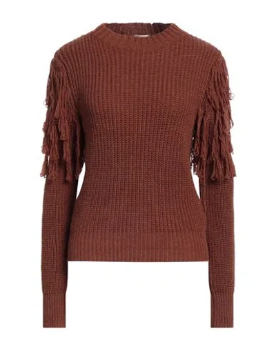 Même Road Woman Sweater Brown Size L Acrylic, Polyester