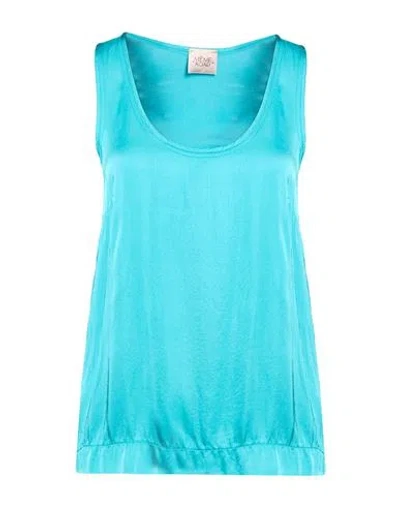 Même Road Woman Top Emerald Green Size 4 Viscose In Blue