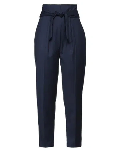 Mem.js Mem. Js Woman Pants Navy Size 12 Polyester, Viscose, Elastane In Navy Blue