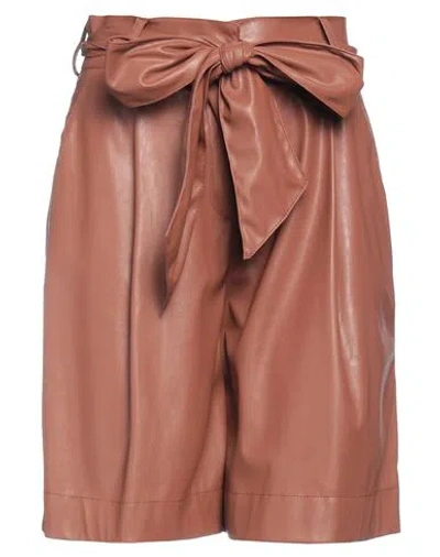 Mem.js Mem. Js Woman Shorts & Bermuda Shorts Brown Size 2 Polyurethane