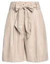 Mem.js Mem. Js Woman Shorts & Bermuda Shorts Light Brown Size 8 Polyurethane In Beige