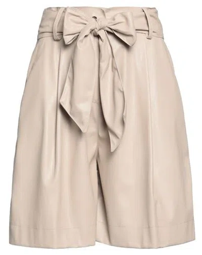 Mem.js Mem. Js Woman Shorts & Bermuda Shorts Light Brown Size 8 Polyurethane In Beige