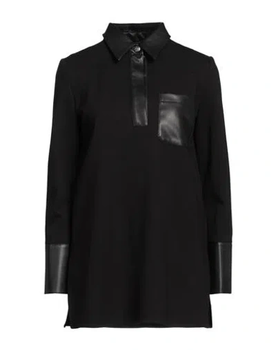 Mem.js Mem. Js Woman Polo Shirt Black Size 6 Viscose, Nylon, Elastane, Polyester, Polyurethane