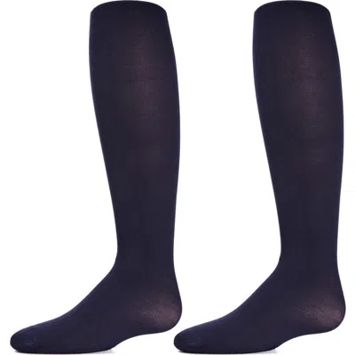 Memoi Kids'  2 Pair Pack Essentials Nylon Tights In Blue