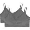 Memoi Kids'  2 Pair Pack Gathered Front Cup Training Bra In Gray