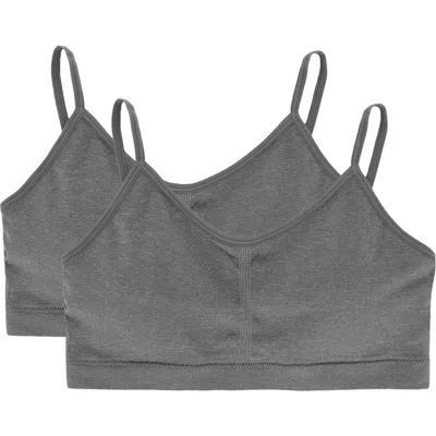 Memoi Kids'  2 Pair Pack Gathered Front Cup Training Bra In Gray