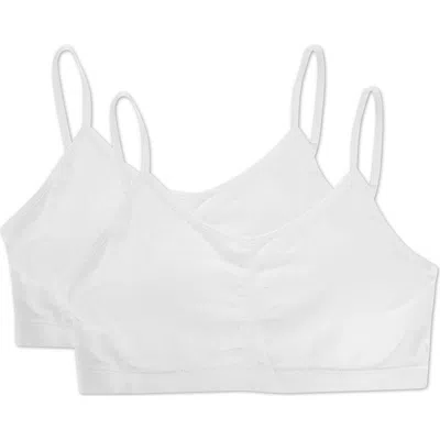 Memoi Kids'  2 Pair Pack Gathered Front Cup Training Bra In White