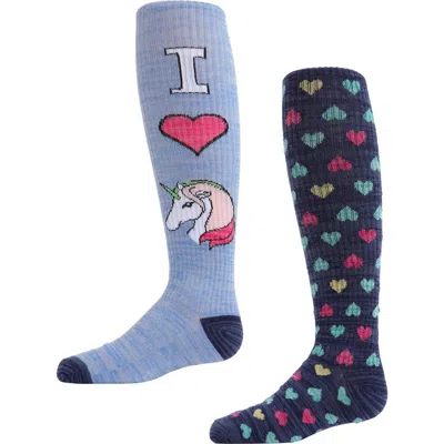 Memoi Kids'  2 Pair Pack I Love Unicorns Knee High Socks In Black