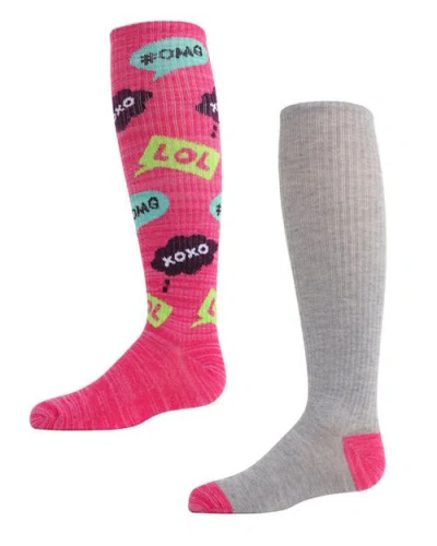 Memoi Kids'  2 Pair Pack Omg Lol Knee High Socks In Multi