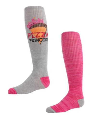 Memoi Kids'  2 Pair Pack Pizza Princess Knee High Socks In Pink