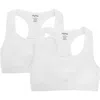 Memoi Kids'  2 Pair Pack Racerback Sports Training Bra In White