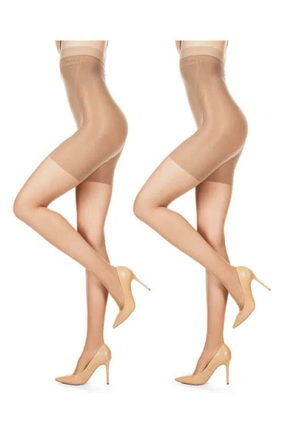 Memoi 2-pack Body Shaper High Waist Tights In Brown