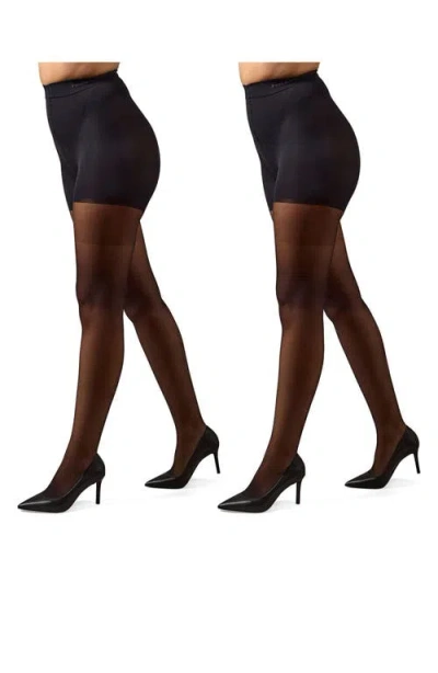 Memoi 2-pack Body Smoother Shaper Tights In Black