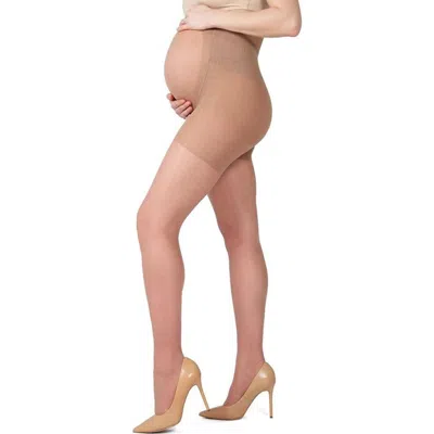 Memoi 2-pack Sheer Maternity Tights In Brown