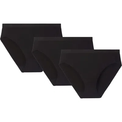 Memoi 3-pack Stretch Cotton Hipster Briefs In Black