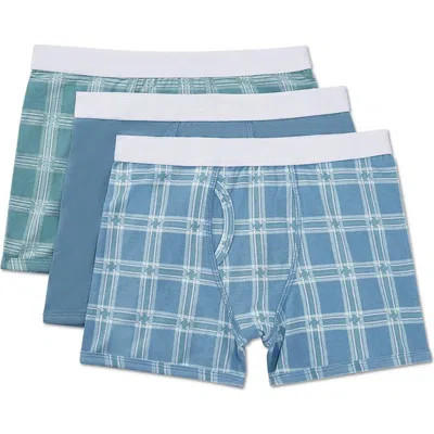 Memoi Kids'  3 Pair Pack Plaid Multi Boxer Briefs