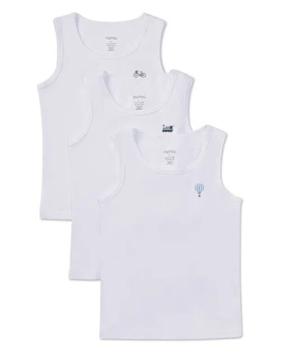 Memoi Kids'  3 Pair Pack Ribbed On The Move Tank Top In White