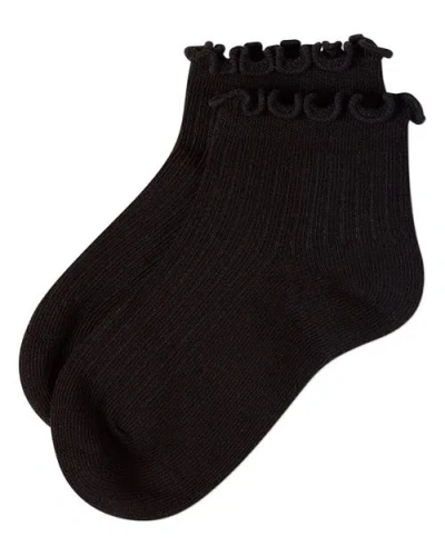 Memoi Kids'  3 Pair Pack Ruffle Mid Cut Socks In Green