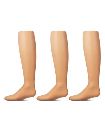 Memoi Kids'  3 Pair Pack Semi-opaque Tights In Nude
