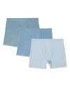 Memoi Kids'  3 Pair Ribbed Modal Boxer Briefs, Solid Colors In Blue