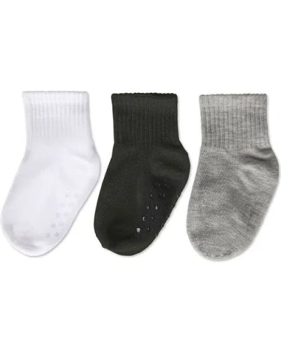 Memoi Babies'  3 Pairs Infant Ribbed Non-skid Ankle Socks In Multi