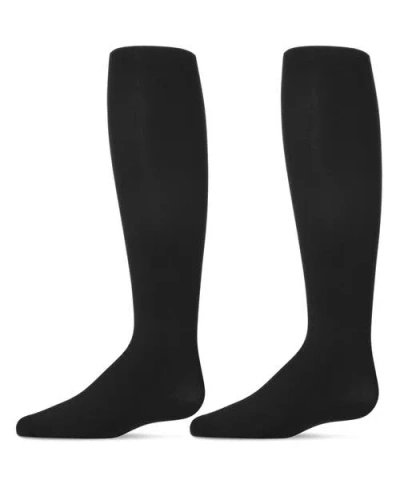 Memoi Kids'  5 Pair Pack Totally Opaque Microfiber Tights In Black
