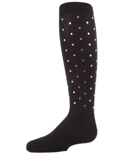 Memoi Kids'  A Speck Of Spots Polka Dot Knee High Socks In Black