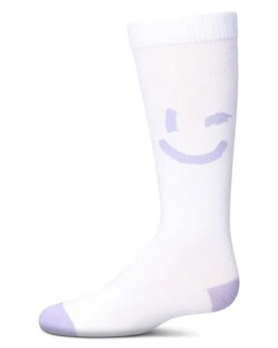 Memoi Kids'  Air Brush Winking Smiley Knee High Sock In Lavender