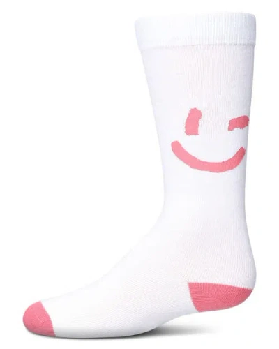 Memoi Kids'  Air Brush Winking Smiley Knee High Sock In White