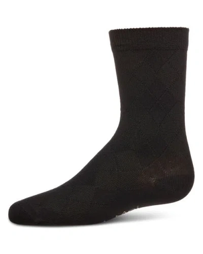 Memoi Kids'  All Over Argyle Crew Socks In Black