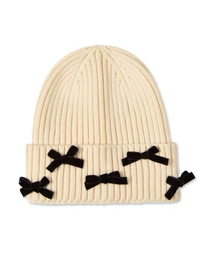 Memoi Kids'  All-over Bows Cuffed Beanie In Neutral