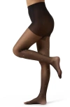 Memoi All Over Faux Pearl Sheer Tights In Black
