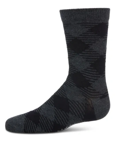 Memoi Kids'  Argyle Fine-gauge Crew Sock In Black