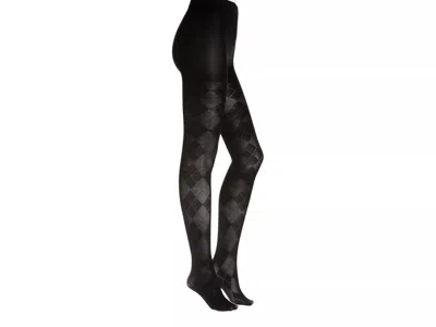 Memoi Argyle Tights In Black