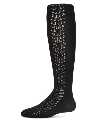 Memoi Kids'  Arrow Flip Stitch Opaque Nylon Tights In Black