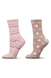 Memoi Assorted 2-pack Aloe Infused Crew Socks In Ivory