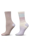 Memoi Assorted 2-pack Aloe Infused Crew Socks In Lavender