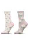 Memoi Assorted 2-pack Aloe Infused Crew Socks In Taupe