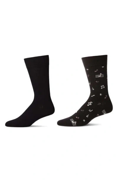 Memoi Assorted 2-pack Crew Socks In Black