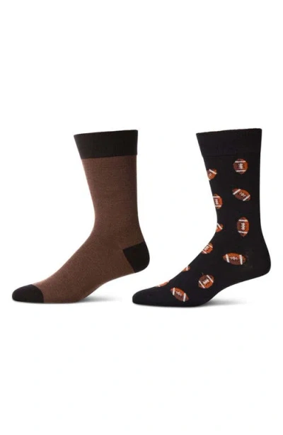 Memoi Assorted 2-pack Crew Socks In Black