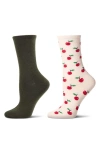Memoi Assorted 2-pack Crew Socks In Black