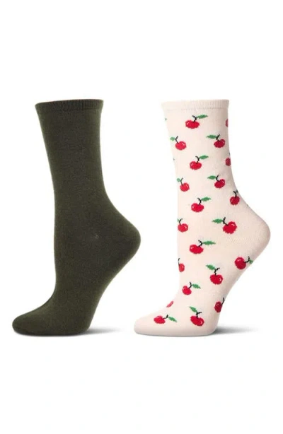 Memoi Assorted 2-pack Crew Socks In Black