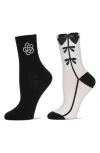 Memoi Assorted 2-pack Crew Socks In Black