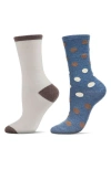 Memoi Assorted 2-pack Crew Socks In Blue