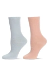 Memoi Assorted 2-pack Crew Socks In Blush