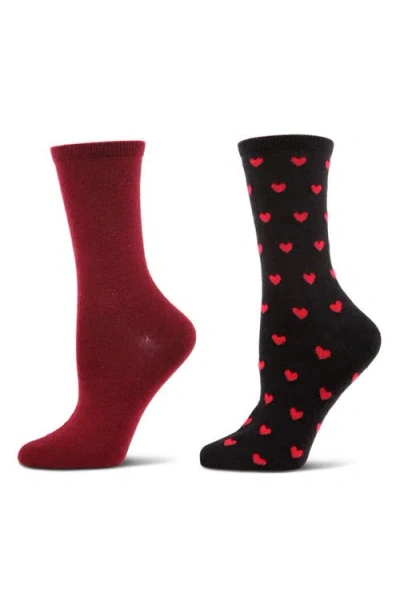 Memoi Assorted 2-pack Crew Socks In Brown