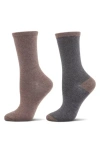 Memoi Assorted 2-pack Crew Socks In Brown