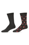 Memoi Assorted 2-pack Crew Socks In Dark Gray Heather