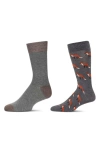 Memoi Assorted 2-pack Crew Socks In Gray Heather